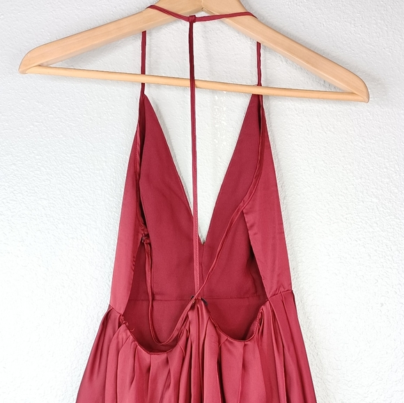 NBD Get Out Sz S Satin Burgundy Prom Party Mini Dress - Picture 12 of 16